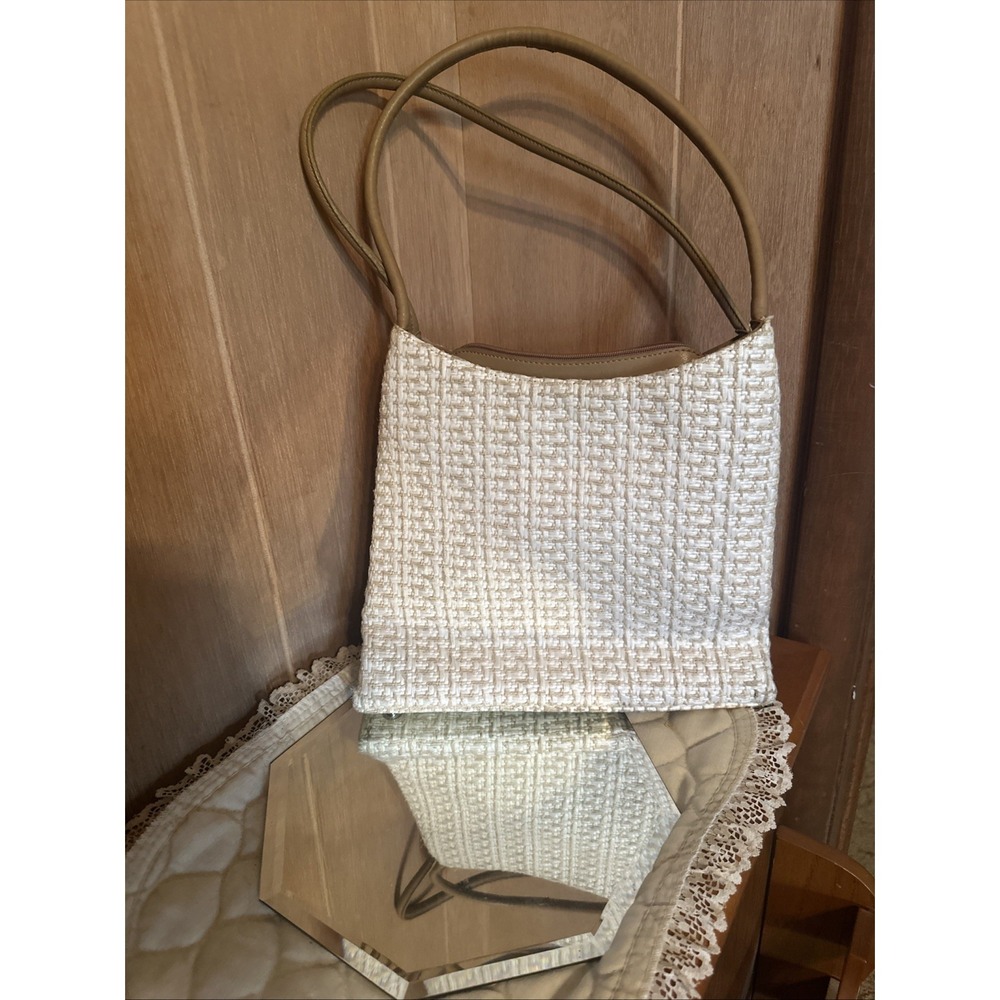 Fossil Basket Weave Shoulder‎ Bag White Brown